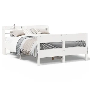 Bedframe zonder matras massief grenenhout wit 140×190 cm Bedframe zonder matras massief grenenhout wit 140×190 cm