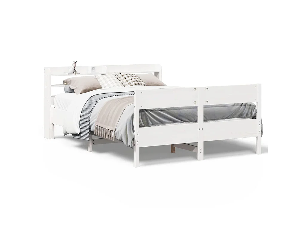 Bedframe zonder matras massief grenenhout wit 140x190 cm
