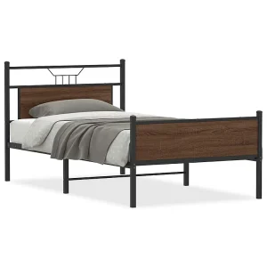 Bedframe zonder matras 107×203 cm spaanplaat bruin eikenkleurig Bedframe zonder matras 107×203 cm spaanplaat bruin eikenkleurig
