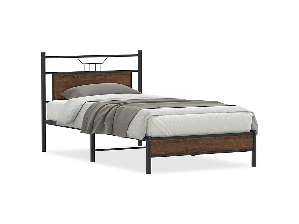Bedframe zonder matras bewerkt hout bruin eikenkleur 100x190 cm