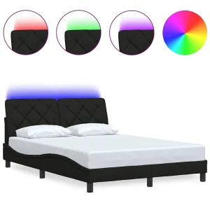 Bedframe met LED zonder matras 120×200 cm stof zwart