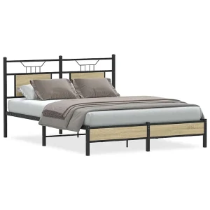 Bedframe zonder matras hout sonoma eikenkleurig 140×190 cm Bedframe zonder matras hout sonoma eikenkleurig 140×190 cm