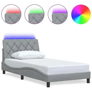 Bedframe met LED zonder matras stof 100×200 cm lichtgrijs Bedframe met LED zonder matras stof 100×200 cm lichtgrijs