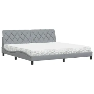 Bed met matras stof lichtgrijs 200×200 cm Bed met matras stof lichtgrijs 200×200 cm