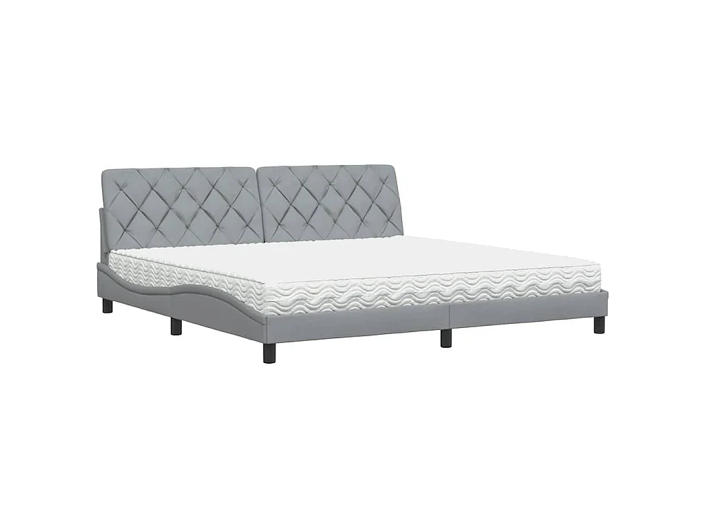 Bed met matras stof lichtgrijs 200x200 cm