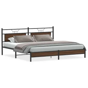Bedframe zonder matras metaal bruin eikenkleur 193×201 cm