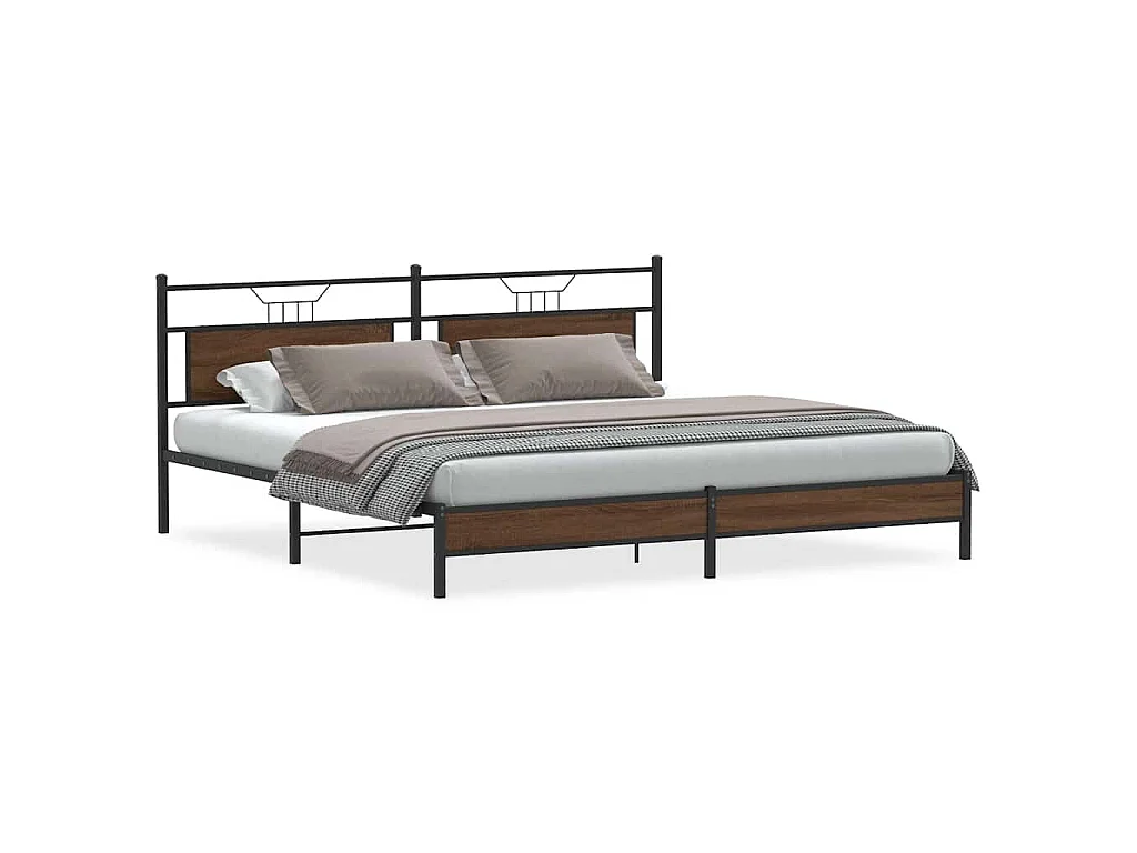 Bedframe zonder matras metaal bruin eikenkleur 193x201 cm