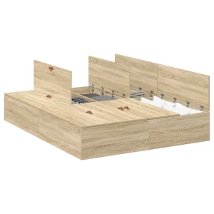Opbergbedframe Sonoma Eiken 140 x 200 cm Bewerkt hout Opbergbedframe Sonoma Eiken 140 x 200 cm Bewerkt hout