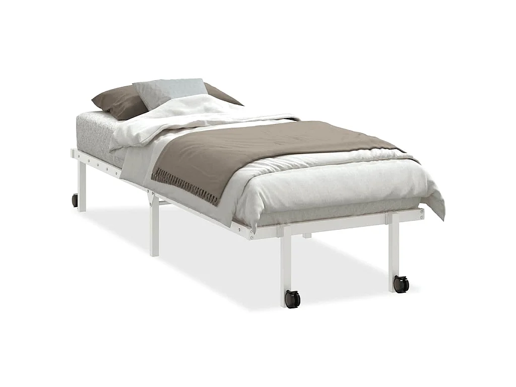 Bedframe zonder matras opvouwbaar 75x190 cm staal wit