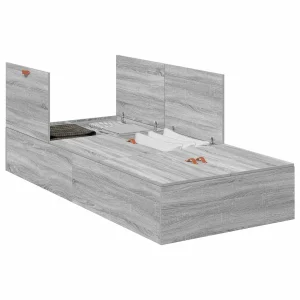 Opbergbedframe met opslag Grijs Sonoma 90 x 190 cm Bewerkt hout