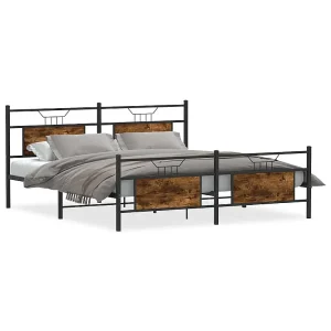 Bedframe zonder matras metaal gerookt eikenkleurig 160×200 cm Bedframe zonder matras metaal gerookt eikenkleurig 160×200 cm