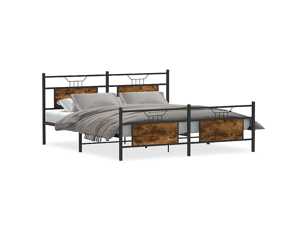 Bedframe zonder matras metaal gerookt eikenkleurig 160x200 cm