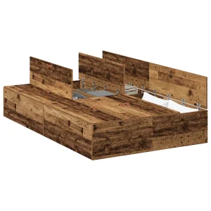 Opbergbedframe met opslag Oud Hout 120 x 190 cm Bewerkt hout