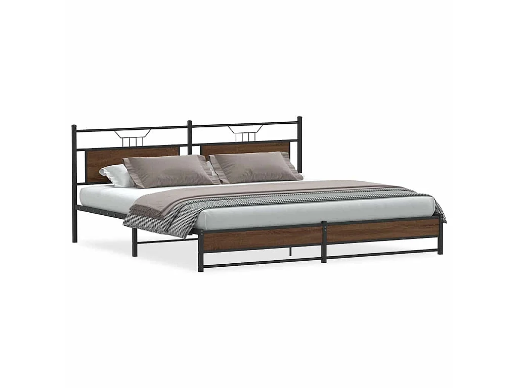 Bedframe zonder matras metaal bruin eikenkleurig 200x200 cm