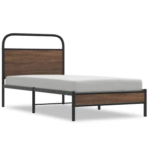 Bedframe zonder matras bewerkt hout bruin eikenkleur 107×203 cm Bedframe zonder matras bewerkt hout bruin eikenkleur 107×203 cm