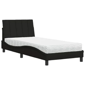 Bed met matras "Hanko" stof zwart 80×200 cm Bed met matras "Hanko" stof zwart 80×200 cm