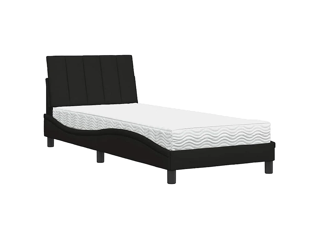 Bed met matras "Hanko" stof zwart 80x200 cm