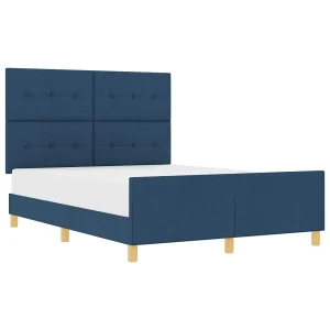 Bedframe met hoofdeinde Blauw 140 x 190 cm Stof Bedframe met hoofdeinde Blauw 140 x 190 cm Stof
