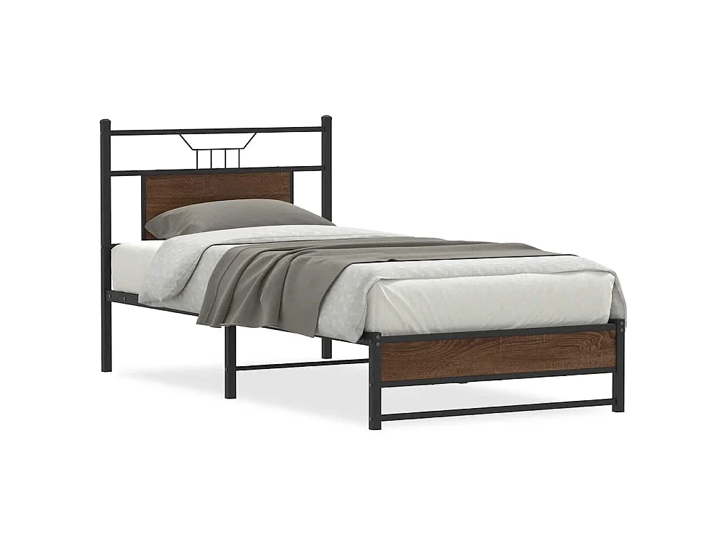 Bedframe zonder matras bewerkt hout bruin eikenkleur 80x200 cm