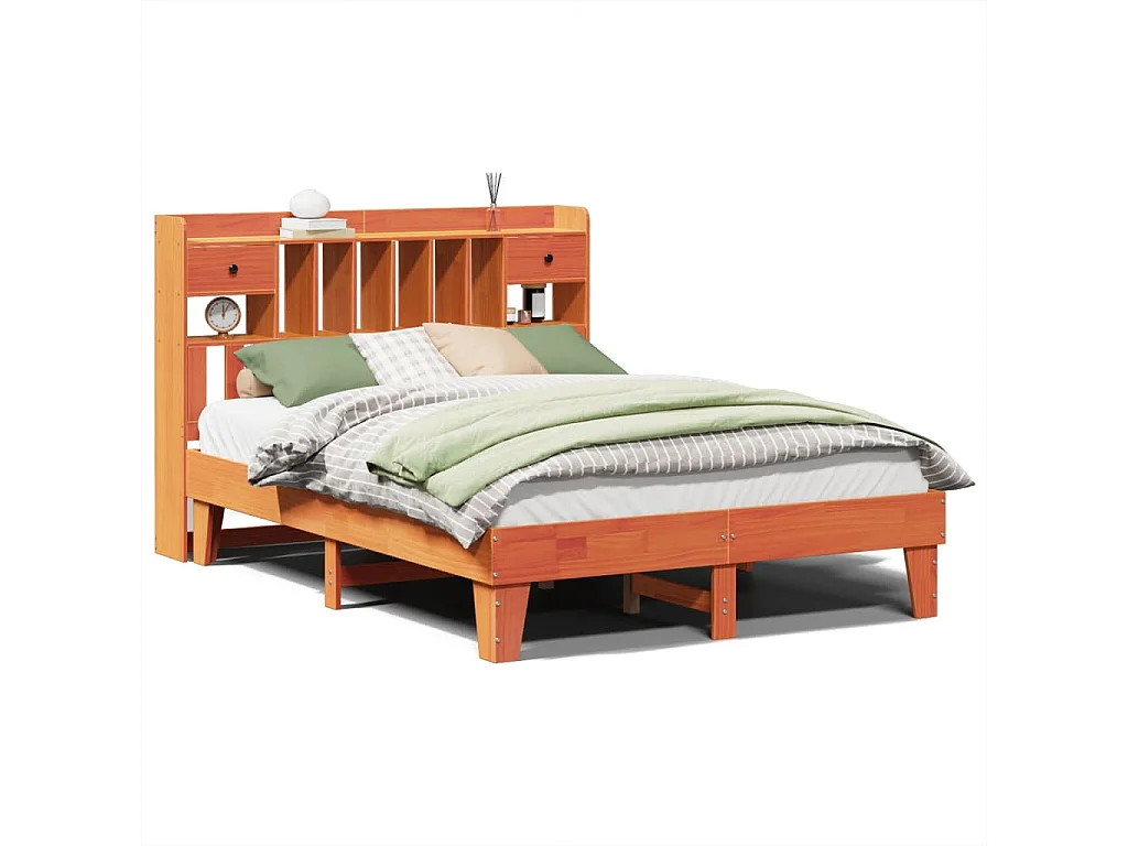 Bedframe zonder matras massief grenenhout wasbruin 150x200 cm