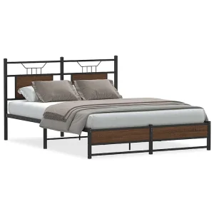 Bedframe zonder matras bewerkt hout bruin eikenkleur 150×200 cm Bedframe zonder matras bewerkt hout bruin eikenkleur 150×200 cm