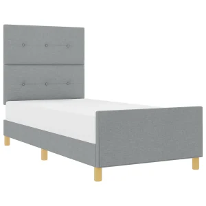 Bedframe met hoofdeinde Lichtgrijs 90 x 200 cm Stof Bedframe met hoofdeinde Lichtgrijs 90 x 200 cm Stof