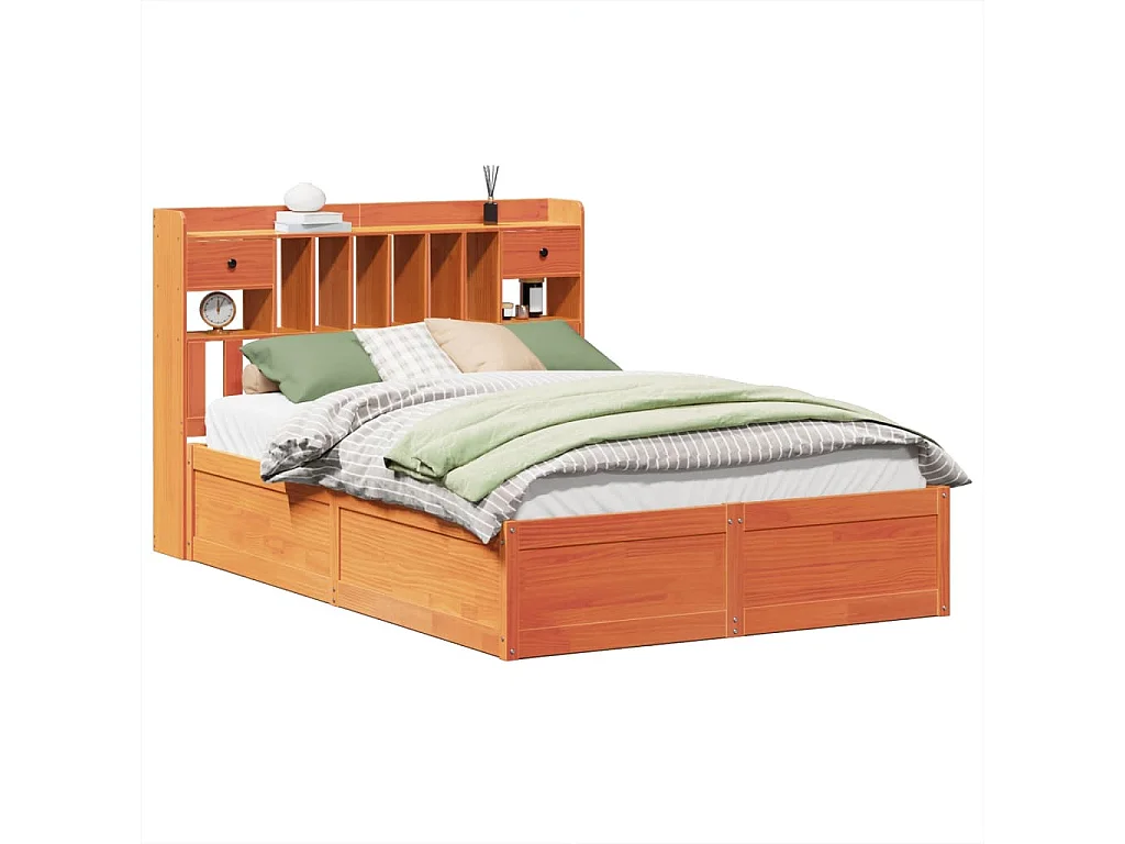 Bedframe zonder matras massief grenenhout wasbruin 160x200 cm