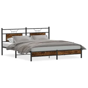 Bedframe zonder matras 183×213 cm spaanplaat gerookt eiken Bedframe zonder matras 183×213 cm spaanplaat gerookt eiken