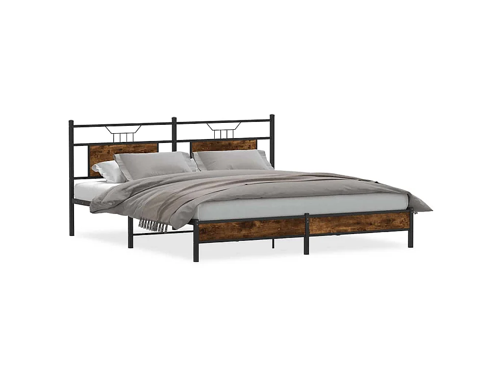 Bedframe zonder matras 183x213 cm spaanplaat gerookt eiken