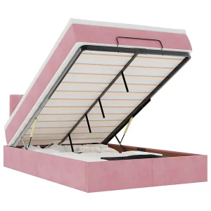 Bed poef met matras 120×190 cm fluweel roze