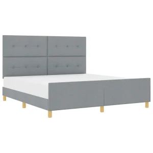 Bedframe met hoofdeinde Lichtgrijs 180 x 200 cm Stof Bedframe met hoofdeinde Lichtgrijs 180 x 200 cm Stof