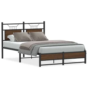 Bedframe zonder matras bewerkt hout bruin eikenkleur 120×190 cm Bedframe zonder matras bewerkt hout bruin eikenkleur 120×190 cm