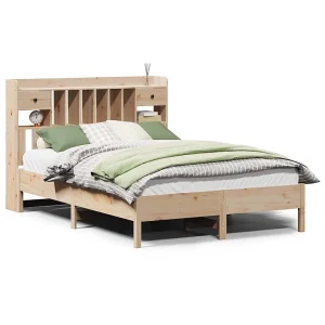 Bed met boekenkast zonder matras massief grenenhout 135×190 cm