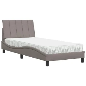 Bed met matras "Hanko" stof taupe 80×200 cm Bed met matras "Hanko" stof taupe 80×200 cm