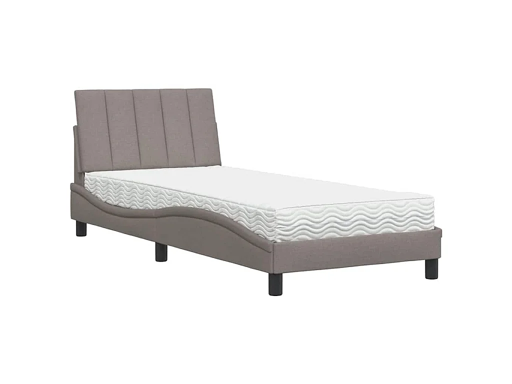 Bed met matras "Hanko" stof taupe 80x200 cm