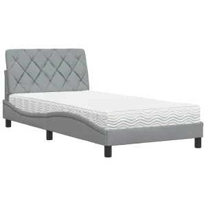 Bed met matras stof lichtgrijs 100×200 cm Bed met matras stof lichtgrijs 100×200 cm