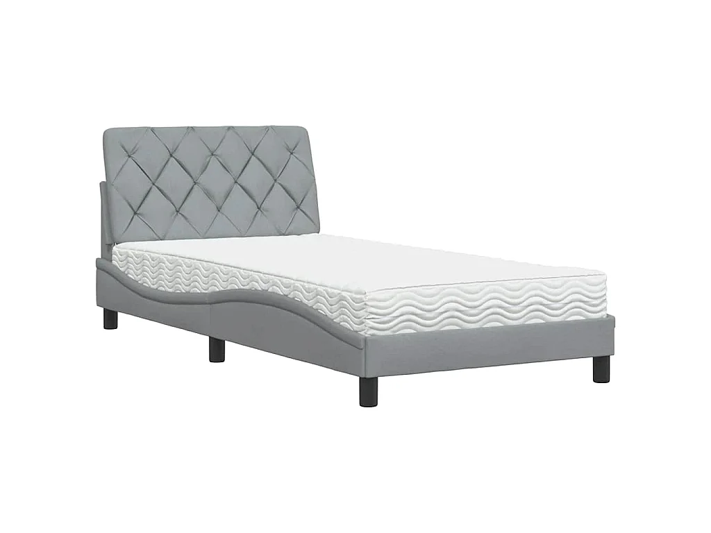 Bed met matras stof lichtgrijs 100x200 cm