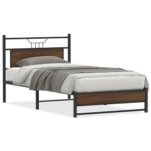 Bedframe zonder matras bewerkt hout bruin eikenkleur 100×200 cm Bedframe zonder matras bewerkt hout bruin eikenkleur 100×200 cm