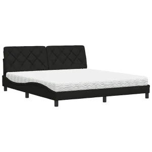 Bed met matras stof zwart 180×200 cm