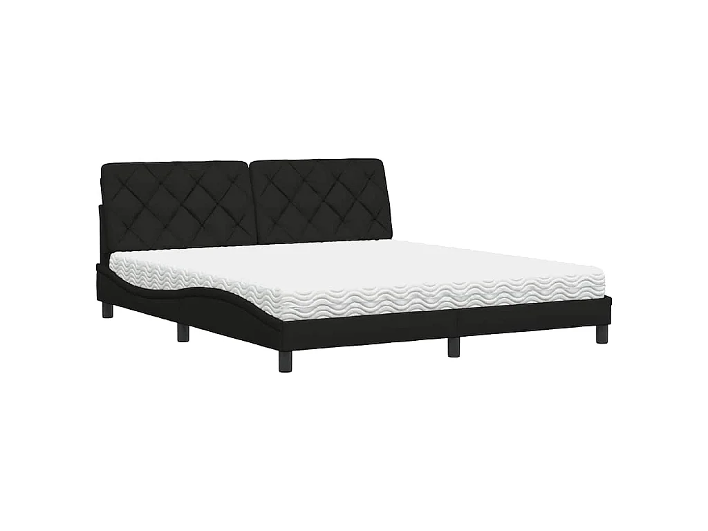 Bed met matras stof zwart 180x200 cm