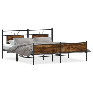 Bedframe zonder matras metaal gerookt eikenkleurig 183×213 cm Bedframe zonder matras metaal gerookt eikenkleurig 183×213 cm