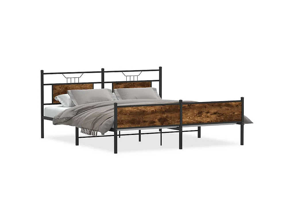 Bedframe zonder matras metaal gerookt eikenkleurig 183x213 cm