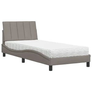 Bed met matras "Hanko" stof taupe 90×190 cm Bed met matras "Hanko" stof taupe 90×190 cm