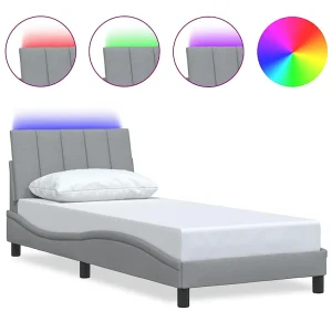Bedframe zonder matras "Hanko" 90×190 cm stof lichtgrijs