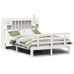 Bed met boekenkast zonder matras grenenhout wit 150×200 cm Bed met boekenkast zonder matras grenenhout wit 150×200 cm