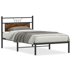Bedframe zonder matras spaanplaat gerookt eikenkleurig Bedframe zonder matras spaanplaat gerookt eikenkleurig