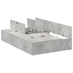 Opbergbedframe met opslag Beton Grijs 120 x 200 cm Bewerkt hout