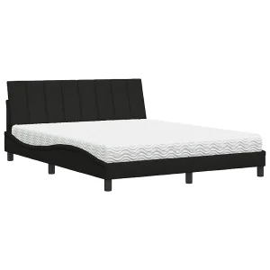 Bed met matras "Hanko" stof zwart 160×200 cm Bed met matras "Hanko" stof zwart 160×200 cm