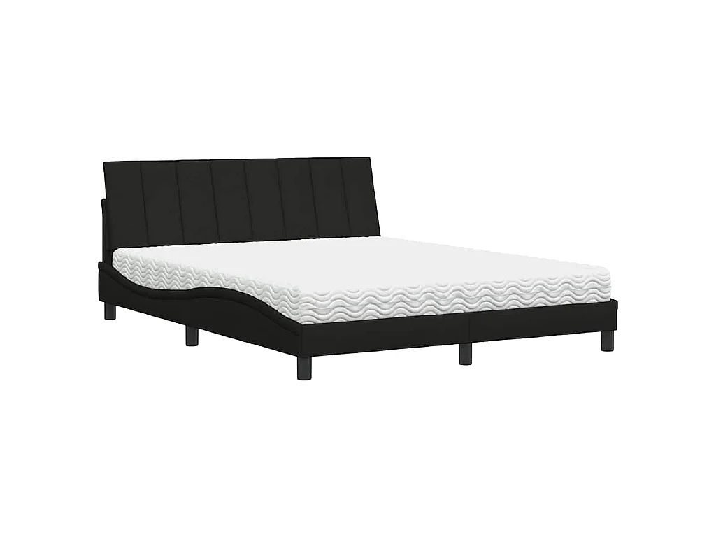 Bed met matras "Hanko" stof zwart 160x200 cm
