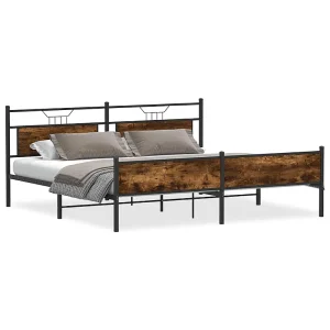 Bedframe zonder matras metaal gerookt eikenkleurig 200×200 cm Bedframe zonder matras metaal gerookt eikenkleurig 200×200 cm